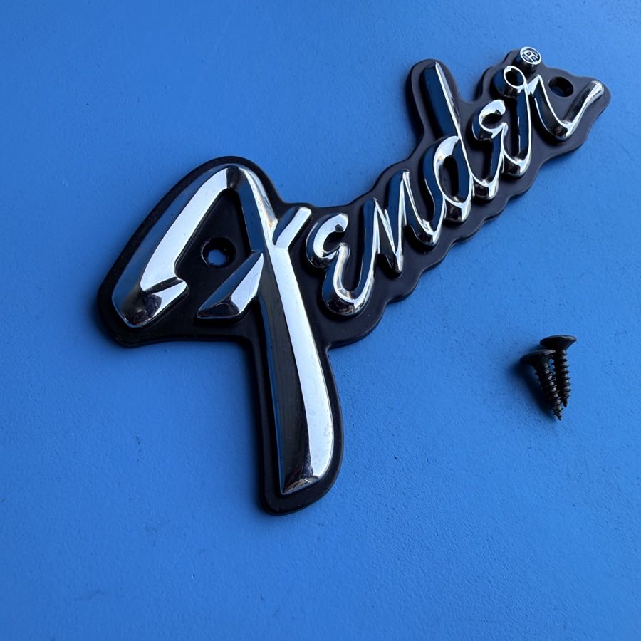 Fender Frontman 15G (PR495) Amplifier Part: Plastic Emblem Badge Logo w/Screws